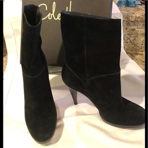 Black suede platform bootie